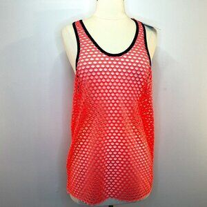 THE UPSIDE Women's Bright Coral Pink Netted Athletic Tank Top - NWT